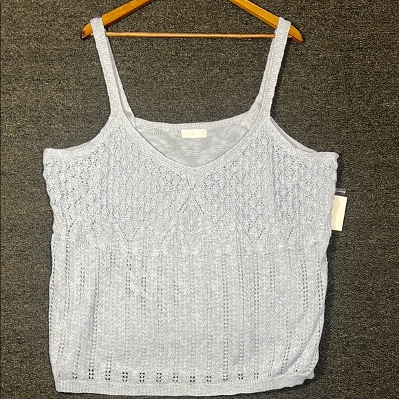 LC Lauren Conrad Baby Blue Sparkle Crocheted Tank Top, 3X - Picture 1 of 6